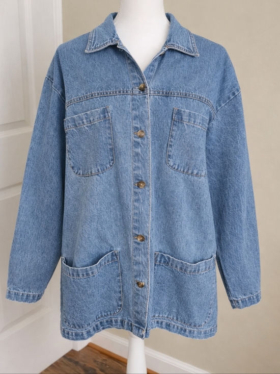 Cabin Creek Jackets & Blazers - Vintage Cabin Creek Denim Chore Jacket XL Oversized 90s Y2K Utility Lagenlook